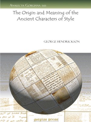 cover image of The Origin and Meaning of the Ancient Characters of Style